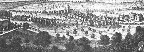 Als Emanuel B�chel um 1754
Biel-benken in Kupfer stach,
bildete der Rebbau mit 3560
Aren einen Haupterwerb der
Bauern (1989: 319 Aren).